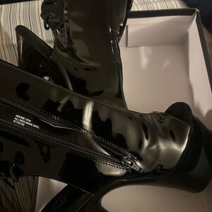Pleaser Shiny Black Heeled Boots